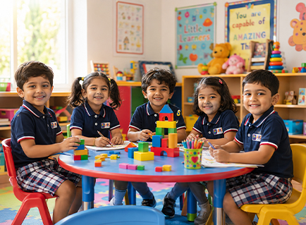Kids drawing and learning in play school